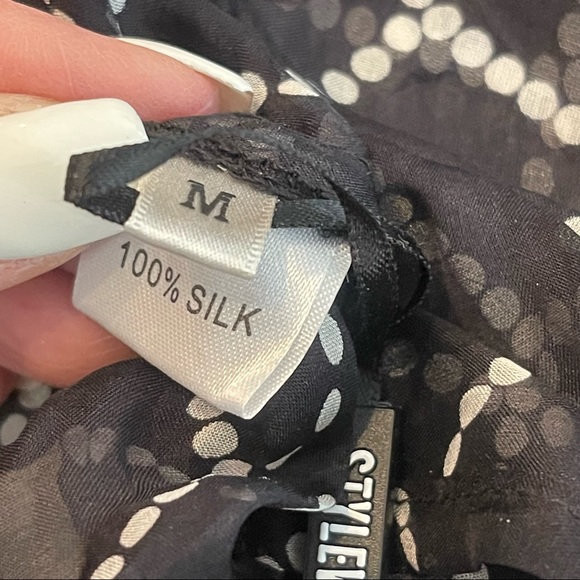 NWT OULIE Black Long Sleeve Sheer 100% Silk Blouse Size M - Picture 9 of 10